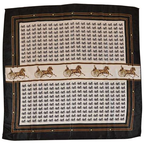 hermes paris black and white horse and carriage silk scarf|hermes silk scarf price guide.